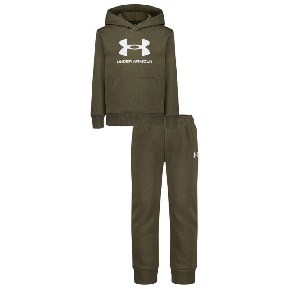 Under Armour Boys Big Logo Hoodie And Joggers Set / Khaki Green